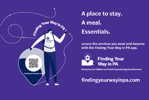 A place to stay. A meal. Essentials. Finding Your Way in PA app. www.findingyourwayinpa.com