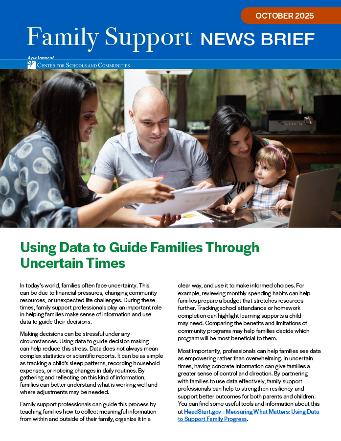 screenshot of cover for Family Support News Brief October 2025