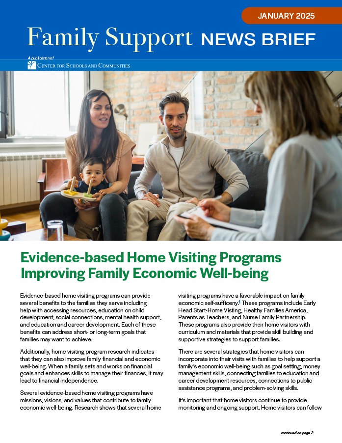 screenshot of cover for Family Support News Brief January 2025