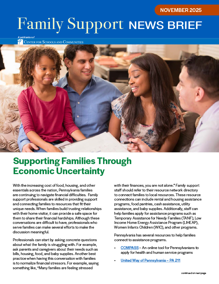 screenshot of cover for Family Support News Brief November 2025