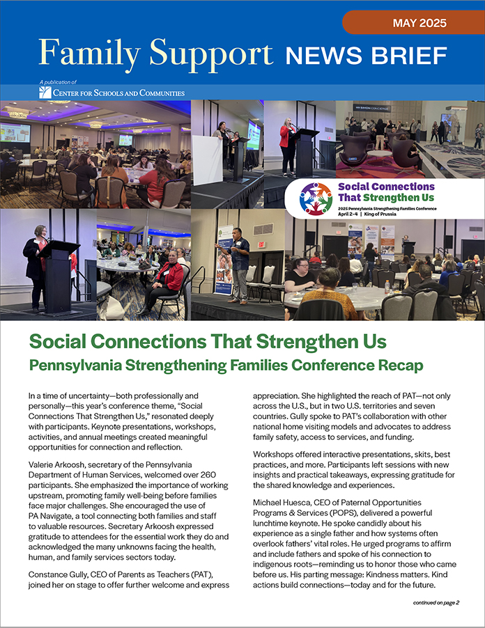 screenshot of cover for Family Support News Brief May 2025